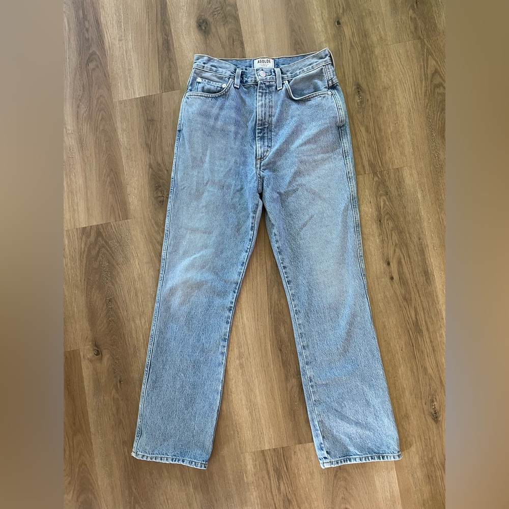 Agolde Light Blue High-Rise Straight Jeans